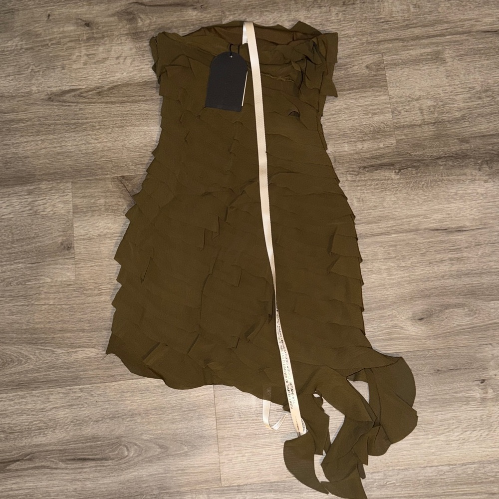 Mistress Rocks Olive Strapless Ruffle Mini dress - Picture 14 of 14